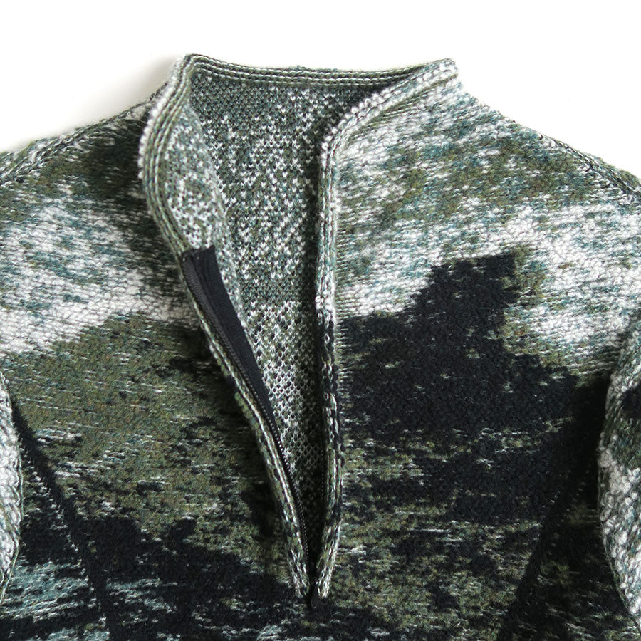 布 まめ Mame Kurogouchi/マメ】Pile Jacquard Half Zip Knit Top MM26FW
