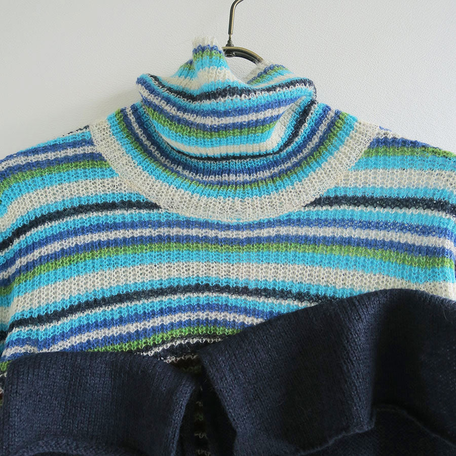 【kotohayokozawa/コトハヨコザワ】<br>MOHAIR BORDER HIGH NECK KNIT <br>KT23A-KN05
