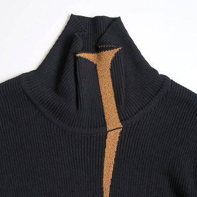 【Mame Kurogouchi/マメ】<br>"Kintsugi" High Neck Knitted Top <br>MM24FW-KN078