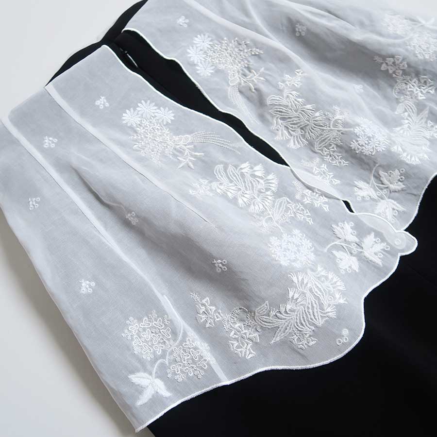 Mame Kurogouchi/マメ】Triacetate Georgette Embroidery Peplum