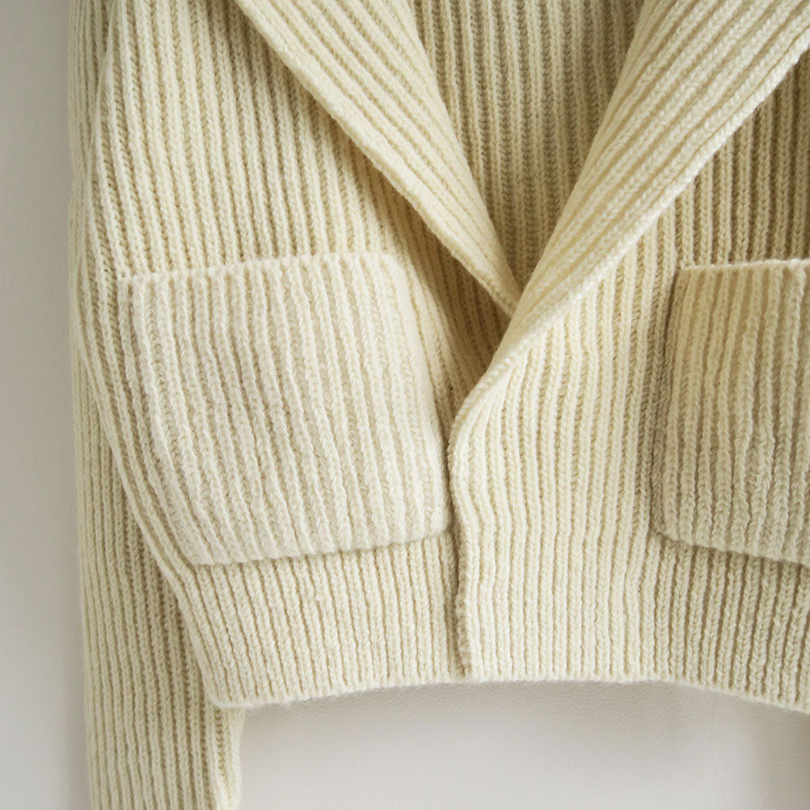 【FUMIKA UCHIDA/フミカウチダ】 <br>SHETLAND RIB STITCH HOODED CARDIGAN <br>W-KT011