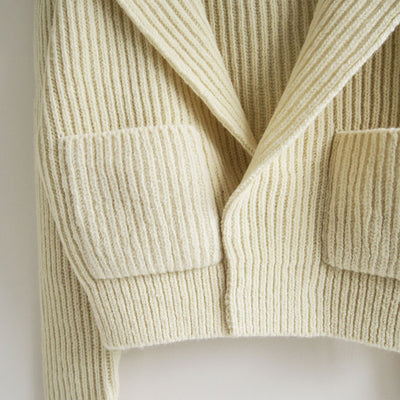 【FUMIKA UCHIDA/フミカウチダ】 <br>SHETLAND RIB STITCH HOODED CARDIGAN <br>W-KT011
