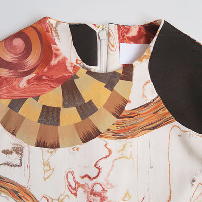 【Mame Kurogouchi/マメ】<br>Marble Print I-Line Jersey Dress <br>MM23FW-JS022
