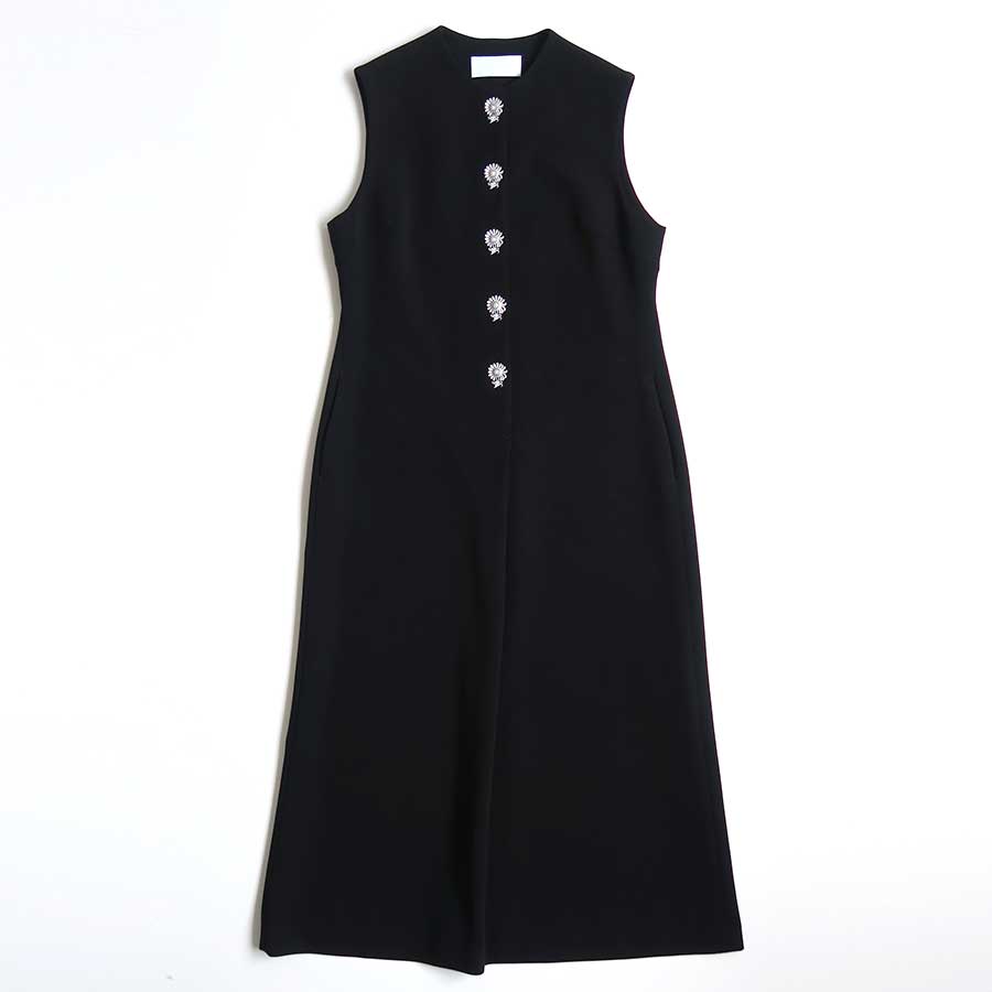 【Mame Kurogouchi/マメ】<br>Acetate Polyester Embroidered Buttonholes Sleeveless Dress <br>MM25FW-DR112