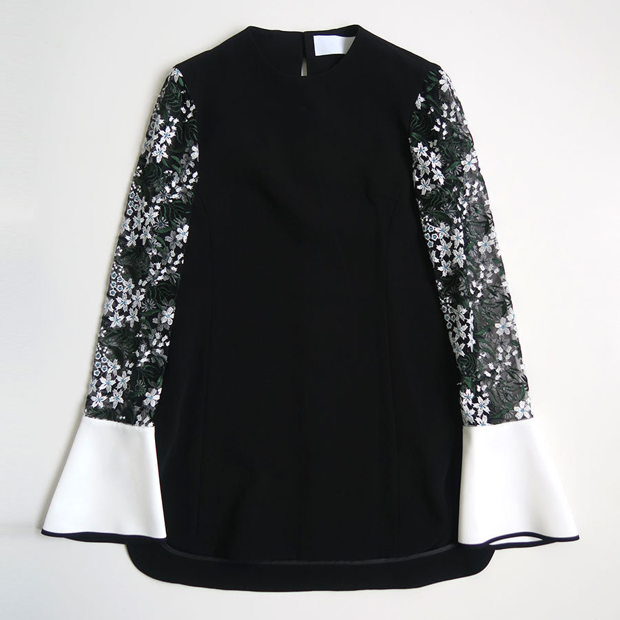 【Mame Kurogouchi/マメ】<br>Floral Lace-Sleeve Classic Top <br>MM25SS-SH103