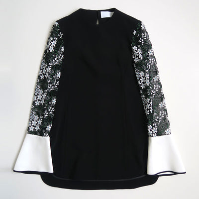 【Mame Kurogouchi/マメ】<br>Floral Lace-Sleeve Classic Top <br>MM25SS-SH103