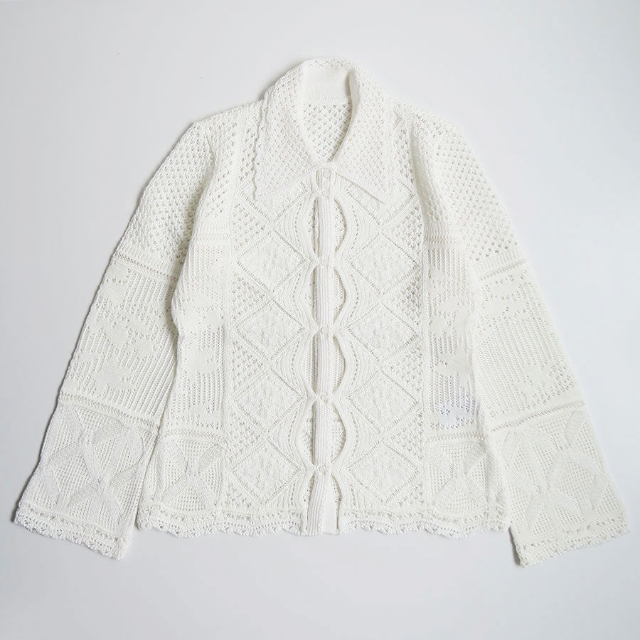 【Mame Kurogouchi/マメ】<br>Cotton Lace Knitted Cardigan <br>MM24SS-KN062