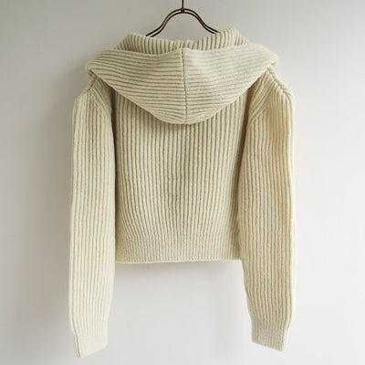 【FUMIKA UCHIDA/フミカウチダ】 <br>SHETLAND RIB STITCH HOODED CARDIGAN <br>W-KT011
