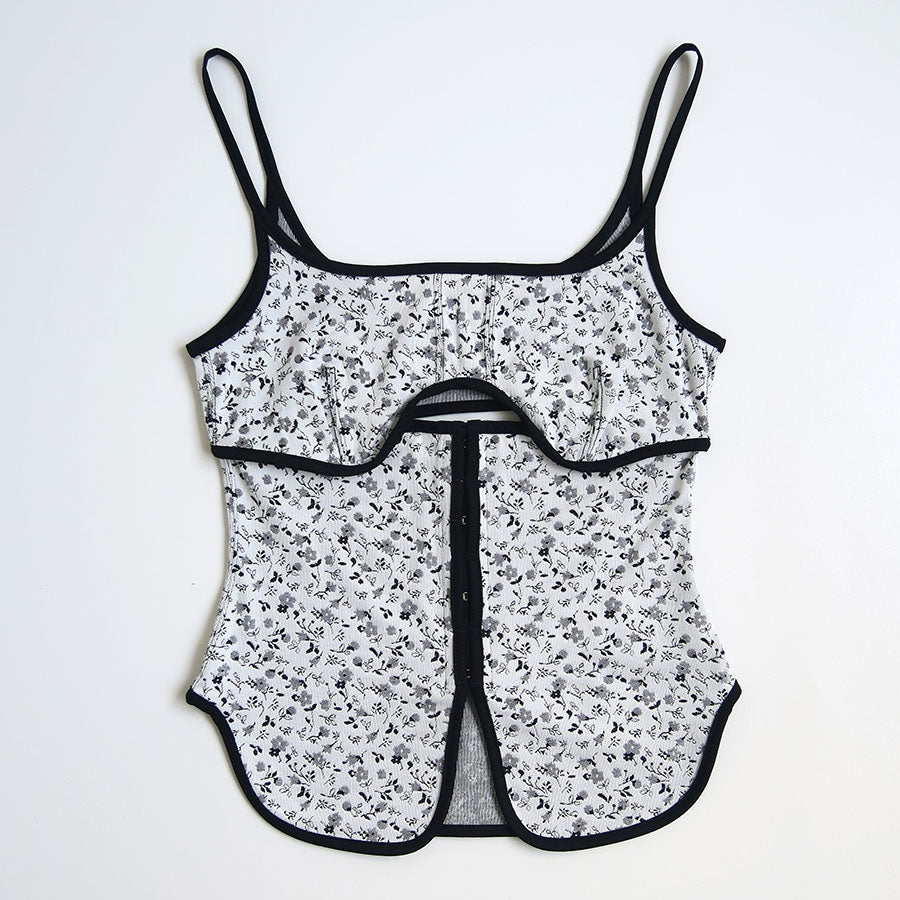 【Mame Kurogouchi/マメ】<br>Floral Jacquard Fraise Stitch Camisole Top <br>MM25FW-JS029