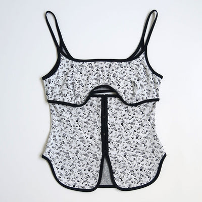 【Mame Kurogouchi/マメ】<br>Floral Jacquard Fraise Stitch Camisole Top <br>MM25FW-JS029
