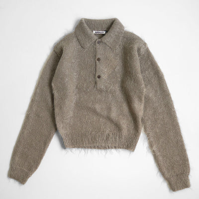 【AURALEE/オーラリー】<br>BRUSHED SUPER KID MOHAIR KNIT SHORT POLO <br>A24AP04KM