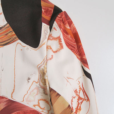 【Mame Kurogouchi/マメ】<br>Marble Print I-Line Jersey Dress <br>MM23FW-JS022