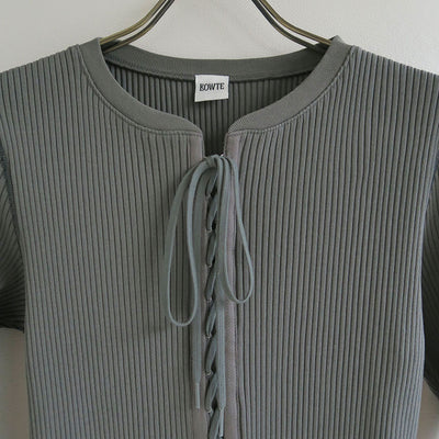 【BOWTE/バウト】<br>HIGH TWIST COTTON RIB LACE UP LONG SLV <br>232-02-0005