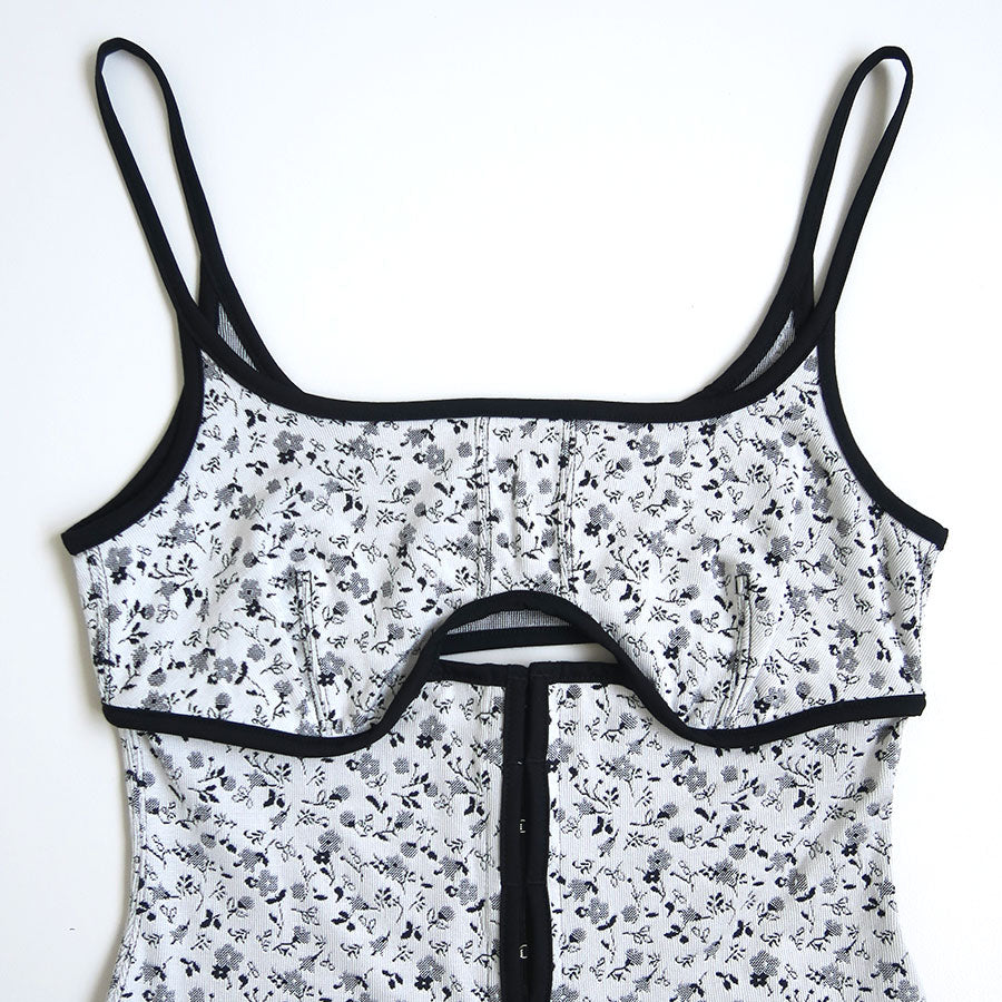 【Mame Kurogouchi/マメ】<br>Floral Jacquard Fraise Stitch Camisole Top <br>MM25FW-JS029