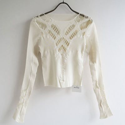 【mukasa/ムカサ】<br>hole Lace knit pullover <br>MU-0340