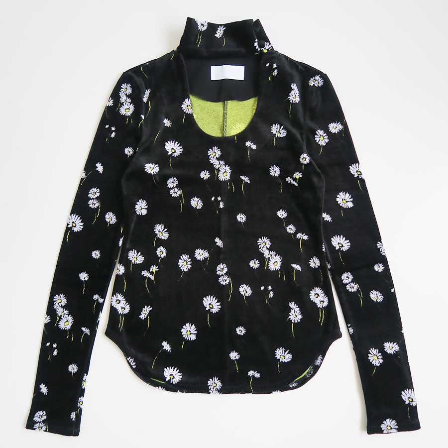 マーシャルクロウラー winner Mame Kurogouchi/マメ】Velour Jersey Floral High Neck Top MM26FW