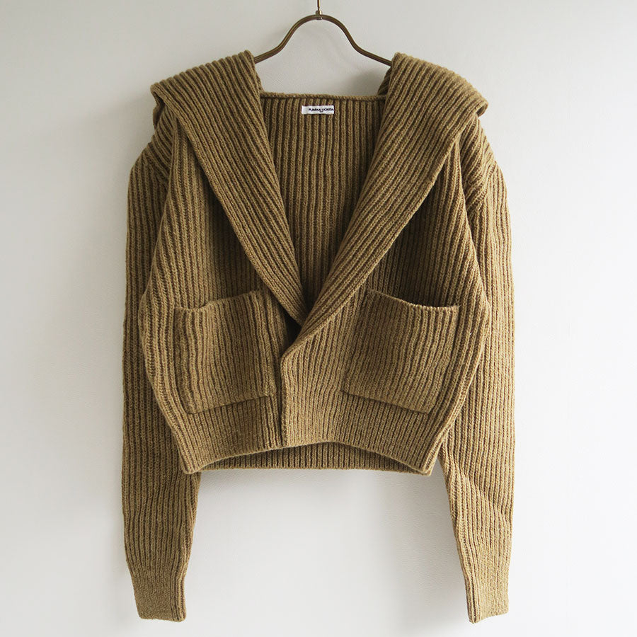 【FUMIKA UCHIDA/フミカウチダ】 <br>SHETLAND RIB STITCH HOODED CARDIGAN <br>W-KT011