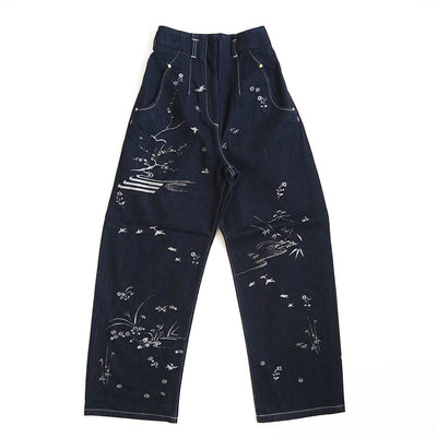 【Mame Kurogouchi/マメ】<br>Nature Pattern Jacquard Wide Leg Jeans <br>MM25FW-PT089