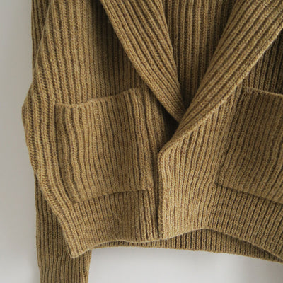 【FUMIKA UCHIDA/フミカウチダ】 <br>SHETLAND RIB STITCH HOODED CARDIGAN <br>W-KT011