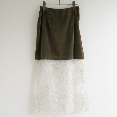 【MARGE/マージ】<br>Velours & lace midi skirt <br>1006-0105-255