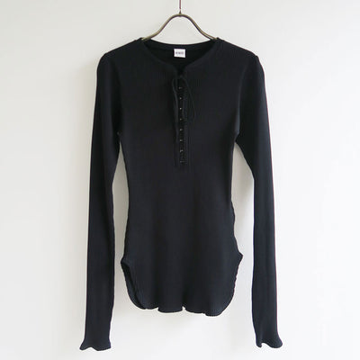 【BOWTE/バウト】<br>HIGH TWIST COTTON RIB LACE UP LONG SLV <br>232-02-0005