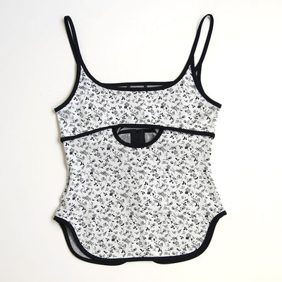 【Mame Kurogouchi/マメ】<br>Floral Jacquard Fraise Stitch Camisole Top <br>MM25FW-JS029