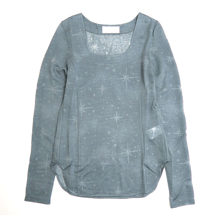 Mame Kurogouchi/マメ】Starry Jersey Square Neck Sheer Top MM26SS