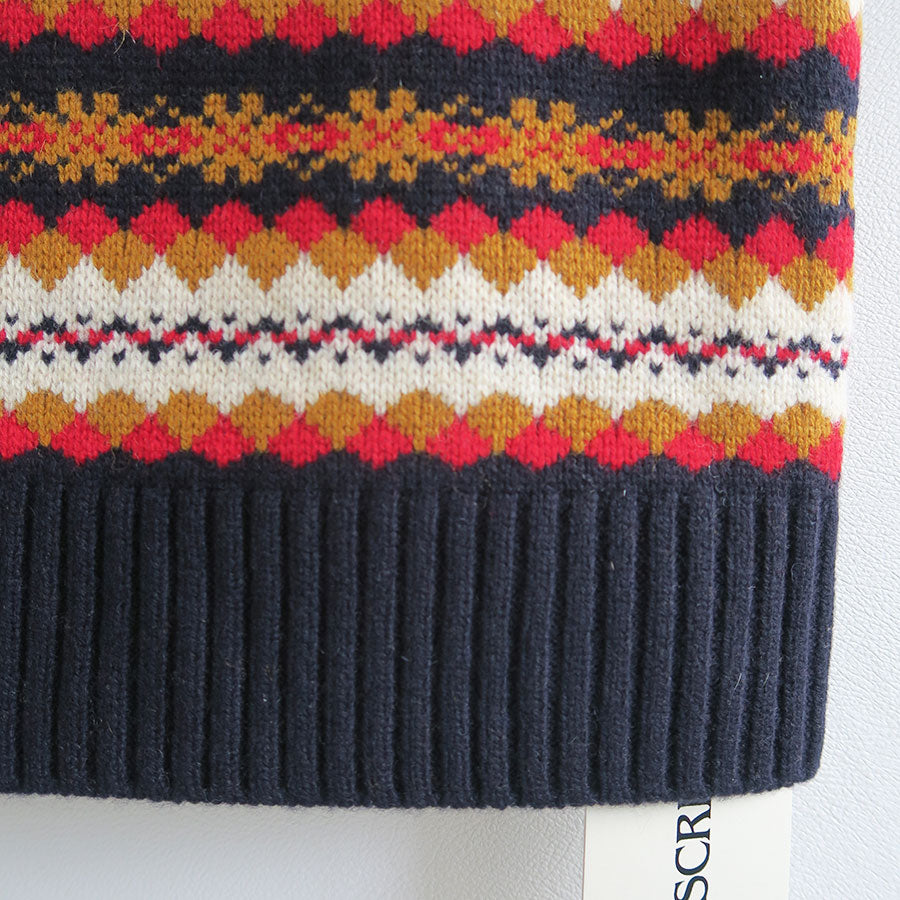 【INSCRIRE/アンスクリア】<br>Fairisle Tight Fit V Neck Vest <br>I24AW-K8