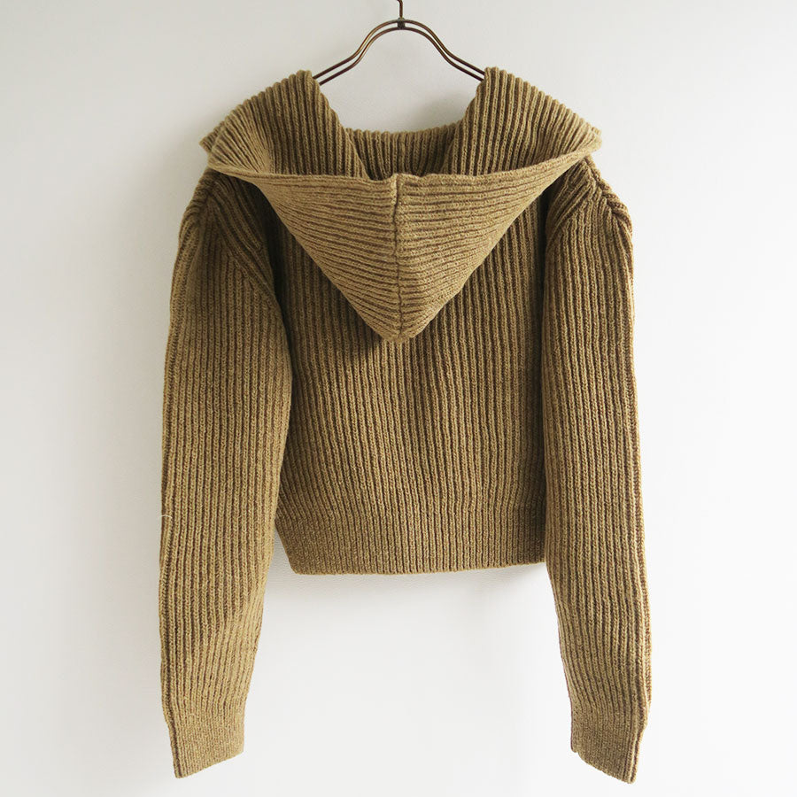 【FUMIKA UCHIDA/フミカウチダ】 <br>SHETLAND RIB STITCH HOODED CARDIGAN <br>W-KT011