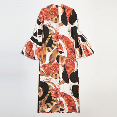 【Mame Kurogouchi/マメ】<br>Marble Print I-Line Jersey Dress <br>MM23FW-JS022