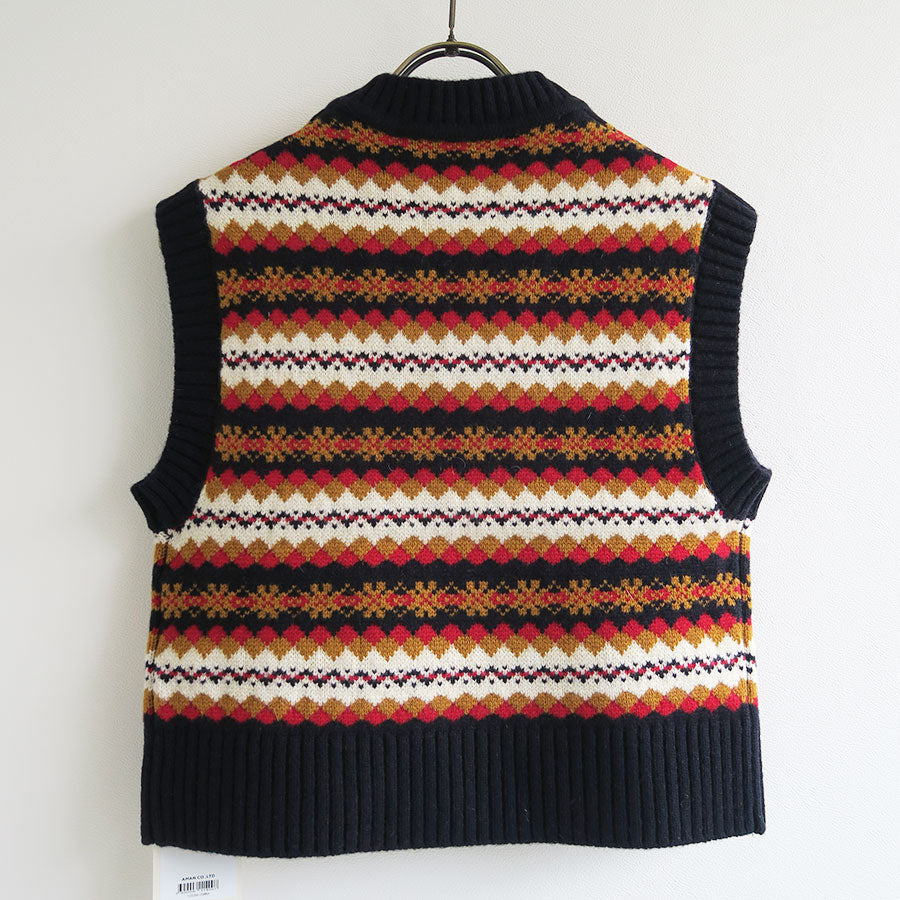 【INSCRIRE/アンスクリア】<br>Fairisle Tight Fit V Neck Vest <br>I24AW-K8