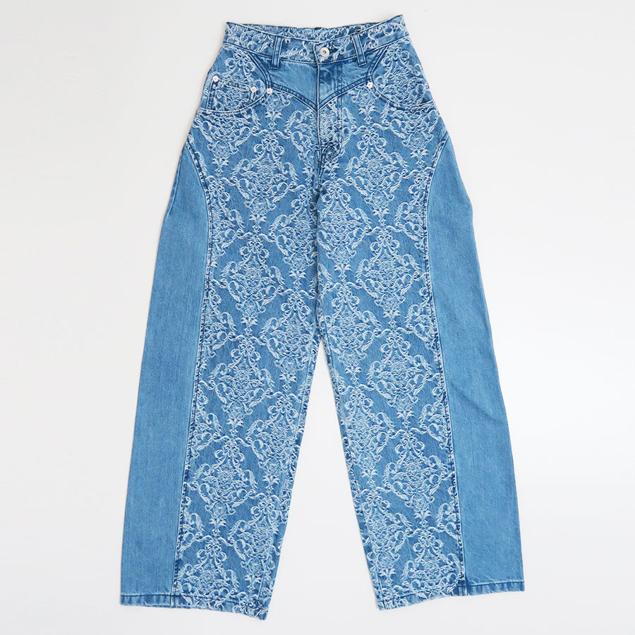 FETICO/フェティコ】DAMASK-JACQUARD DENIM CURVE-FIT HIGH-RISE JEANS