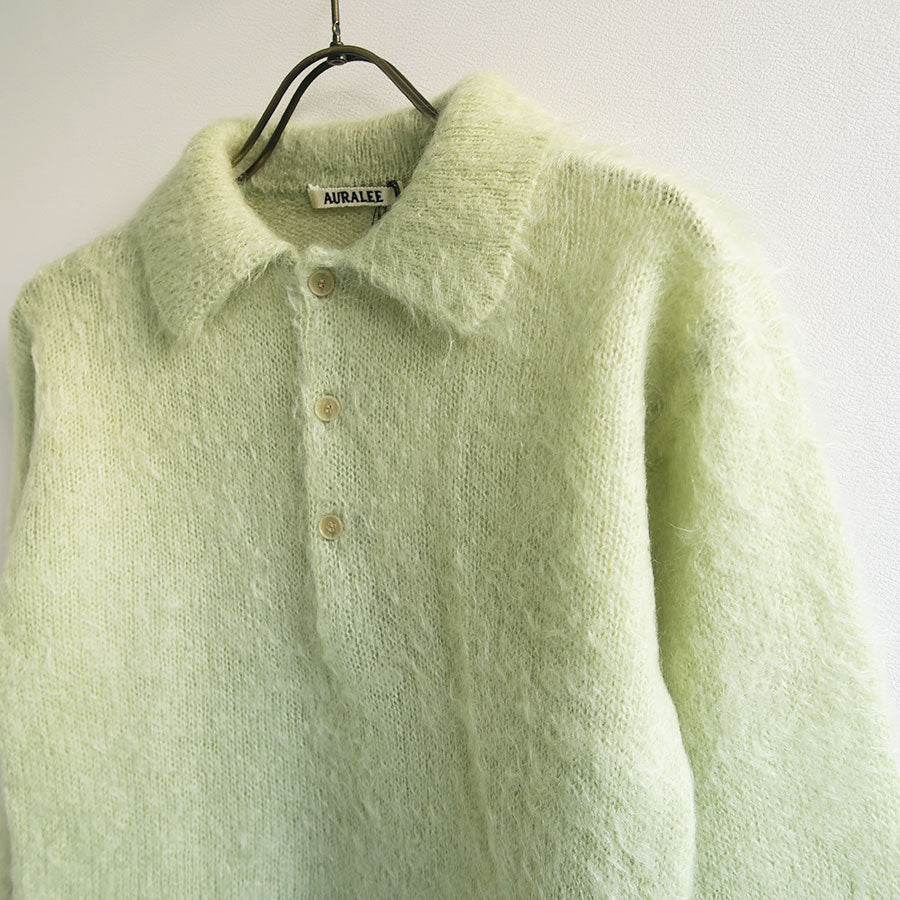 【10/3からポイント10%還元】<br>【AURALEE/オーラリー】<br>BRUSHED SUPER KID MOHAIR KNIT POLO <br>A25AP03KM