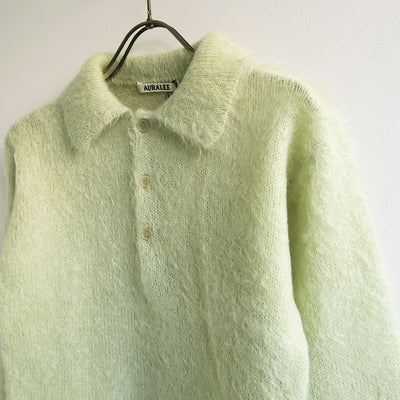 【10/3からポイント10%還元】<br>【AURALEE/オーラリー】<br>BRUSHED SUPER KID MOHAIR KNIT POLO <br>A25AP03KM