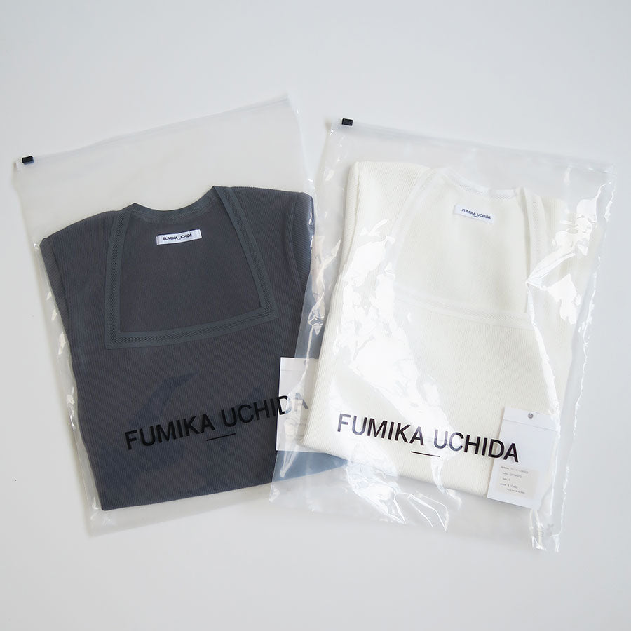 FUMIKA UCHIDA/フミカウチダ】EYELET RIB STITCH SQUARE-NECK T