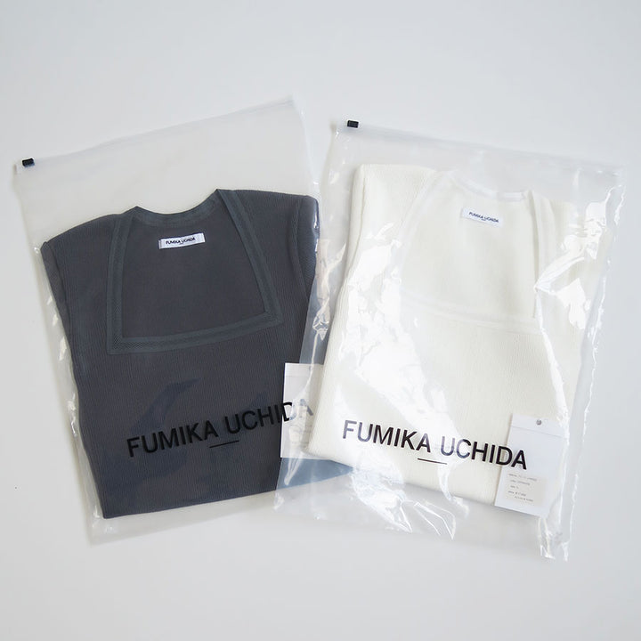 FUMIKA UCHIDA/フミカウチダ】EYELET RIB STITCH SQUARE-NECK T