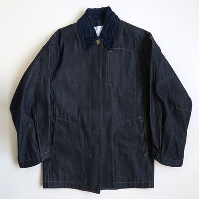 【Mame Kurogouchi/マメ】<br>Cord Embroidery Detail Denim Jacket <br>MM24FW-JK090