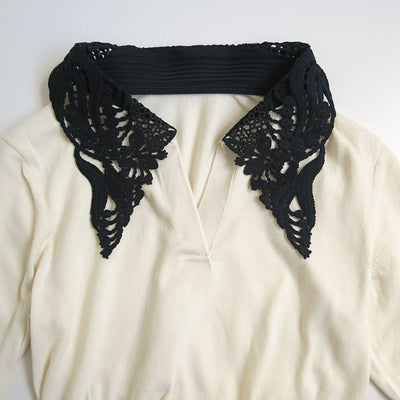 【Mame Kurogouchi/マメ】<br>Embroidery Collar Knitted Top <br>MM25FW-KN037