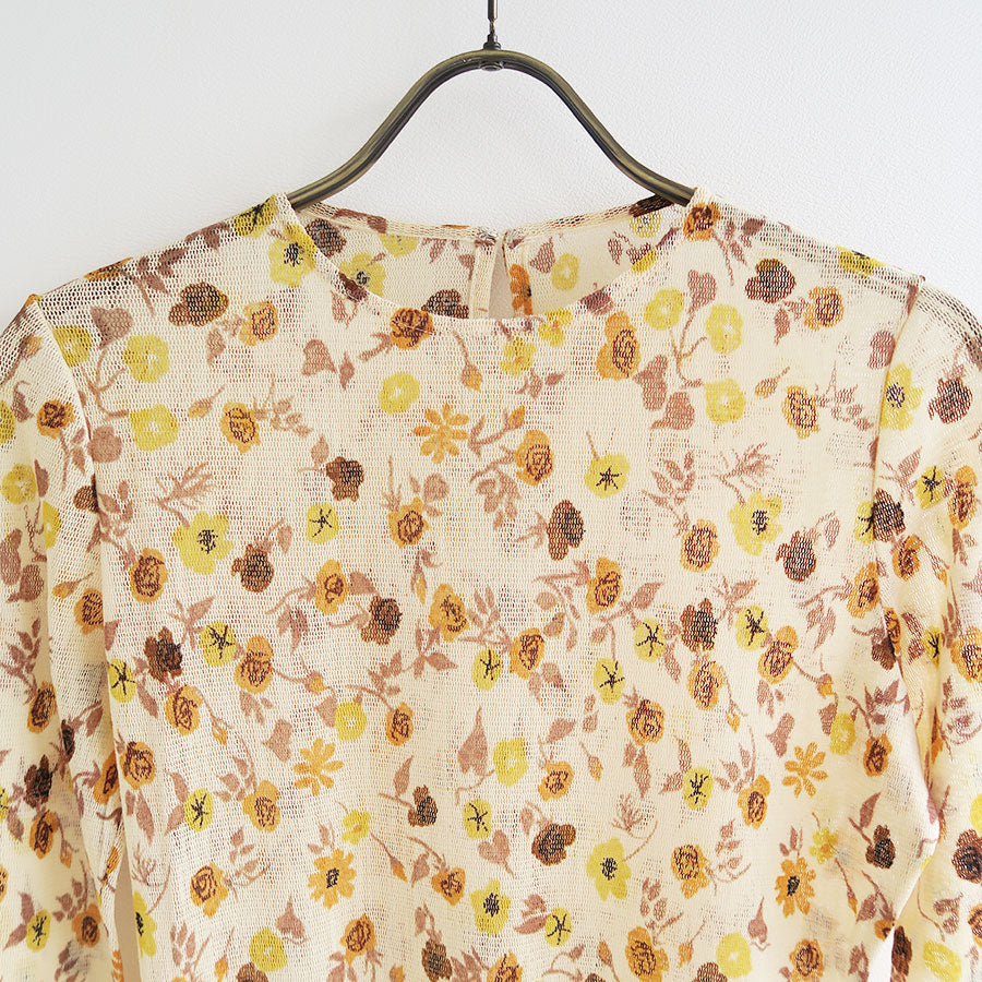 【FUMIKA UCHIDA/フミカウチダ】<br>FLOWER PRINTED TULLE CREW-NECK BODYSUIT <br>U-FD003