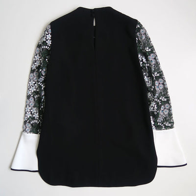 【Mame Kurogouchi/マメ】<br>Floral Lace-Sleeve Classic Top <br>MM25SS-SH103