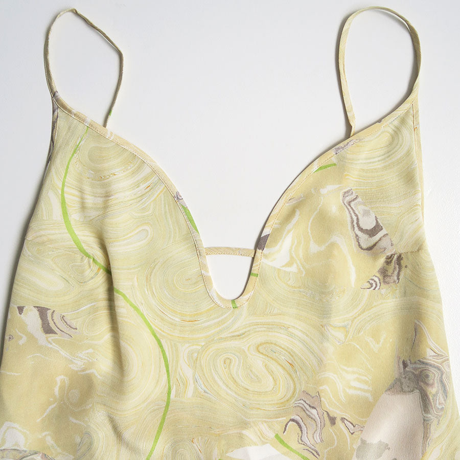 Mame Kurogouchi/マメ】Marble Print Silk Camisole Dress
