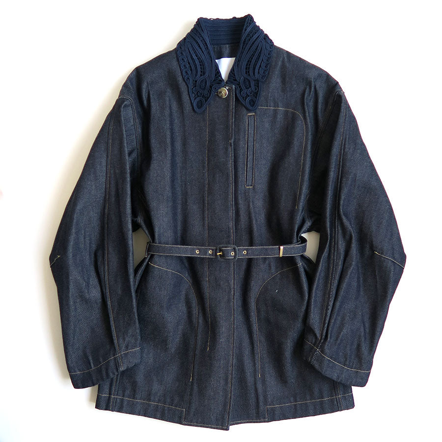 【Mame Kurogouchi/マメ】<br>Cord Embroidery Detail Denim Jacket <br>MM24FW-JK090