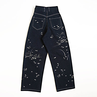 【Mame Kurogouchi/マメ】<br>Nature Pattern Jacquard Wide Leg Jeans <br>MM25FW-PT089