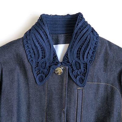 【Mame Kurogouchi/マメ】<br>Cord Embroidery Detail Denim Jacket <br>MM24FW-JK090