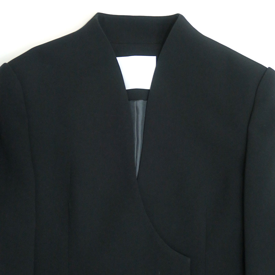 【Mame Kurogouchi/マメ】<br>Acetate Polyester Collarless Double Breasted Suit Jacket <br>MM24FW-JK011