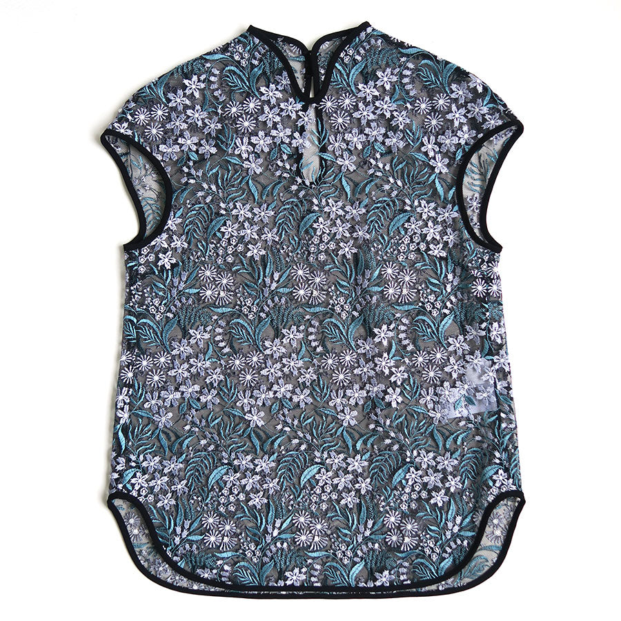 【Mame Kurogouchi/マメ】<br>Floral Lace French Sleeve Top <br>MM25SS-SH104