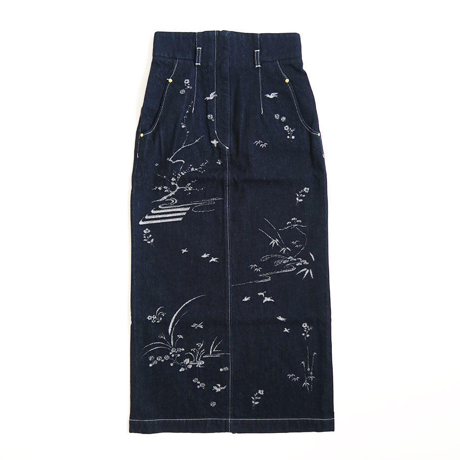 【Mame Kurogouchi/マメ】<br>Nature Pattern Jacquard Denim Skirt <br>MM25FW-SK090