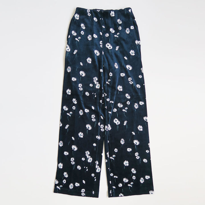 まー子 Mame Kurogouchi/マメ】Velour Jersey Floral Trousers MM26FW-JS013の