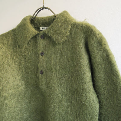 【10/3からポイント10%還元】<br>【AURALEE/オーラリー】<br>BRUSHED SUPER KID MOHAIR KNIT POLO <br>A25AP03KM