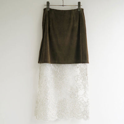 【MARGE/マージ】<br>Velours & lace midi skirt <br>1006-0105-255